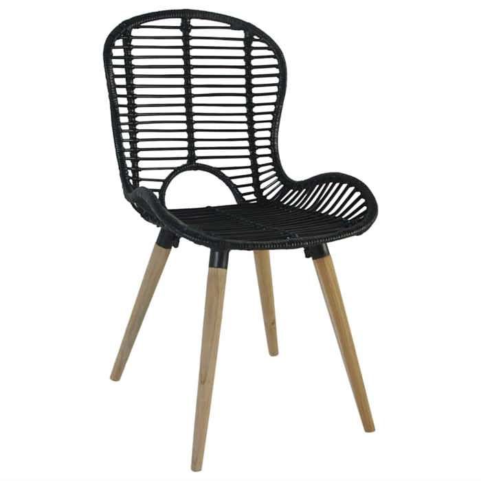 Lot de 4 Chaises de cuisine Noir - Montage simple - SHIELDPRO® Chaises à mangerScandinavePour salonnoir rotin naturel 2639675