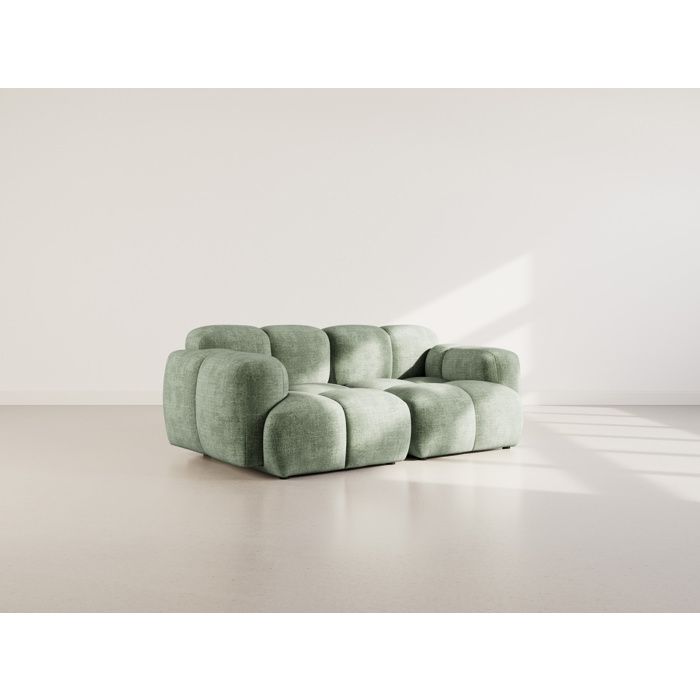 Grace - canapé modulable 2 places en velours texturé - Vert sauge
