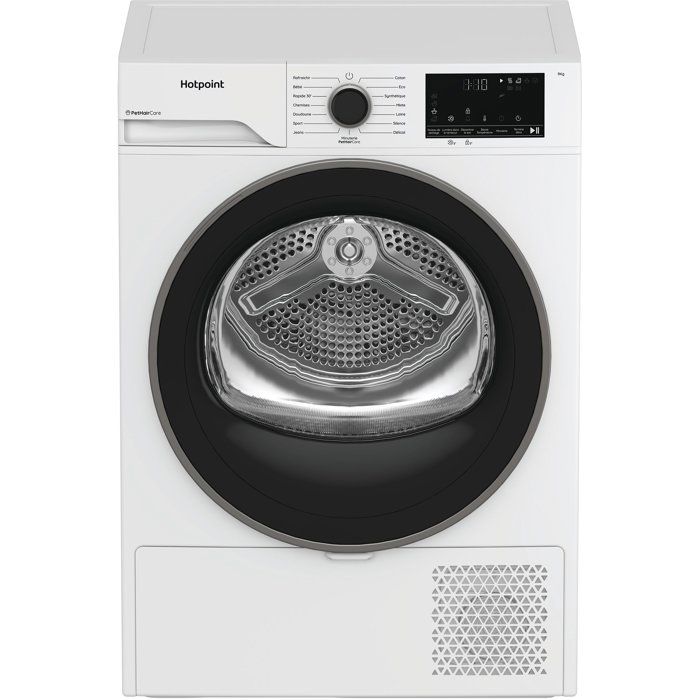Sèche-linge pompe à chaleur HOTPOINT CHD94MWBSFRX - 9 kg - Induction - L60cm - Classe C - Blanc
