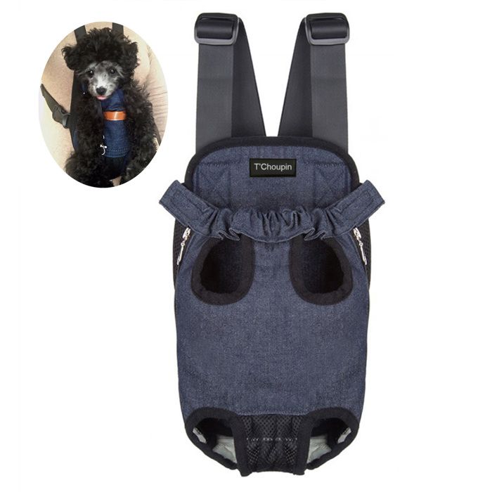 Sac transport animaux - TChoupin - 38 x 28 x 1 cm ventral respirant maille chien sangle simple double extérieur voyage Pratique