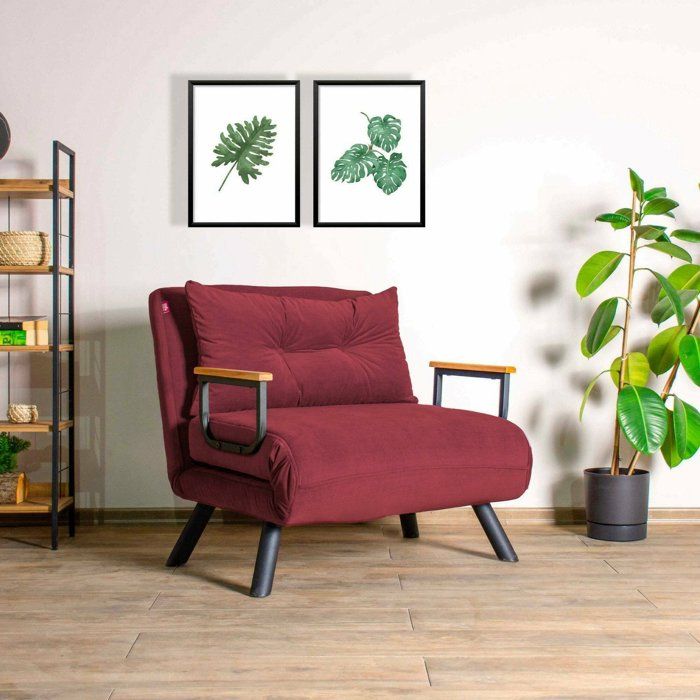Fauteuil Keoni Dmora en Tissu Rouge 60x78x78h cm Fauteuil Keoni Dmora en Tissu Rouge 60x78x78h cm