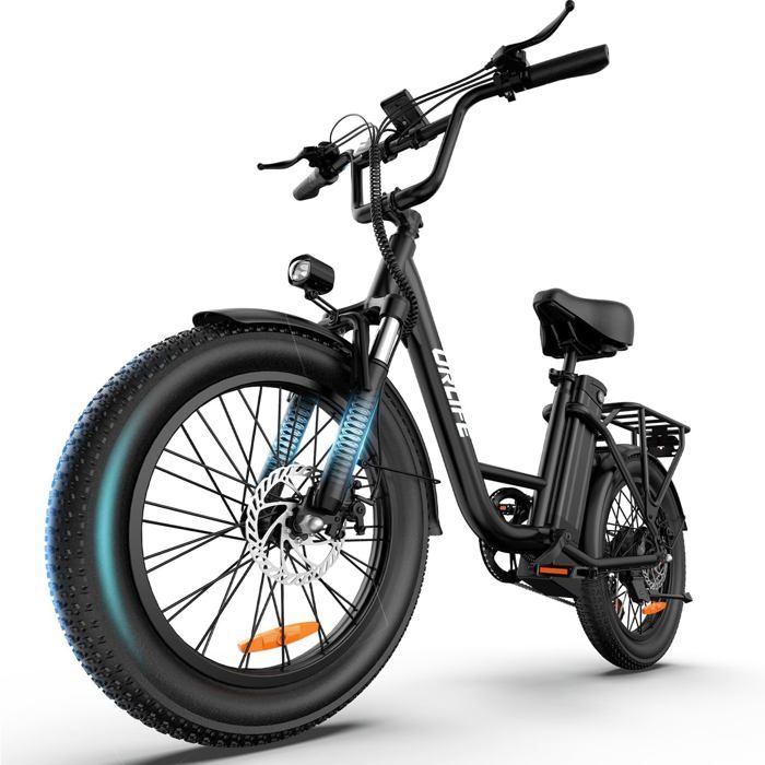 URLIFE Vélo électrique urbains 20 x 3.0 Pneus gras Fat bike 48 V 13 Ah Batterie 250 W Moteur VTT Électrique à 7 vitesses Noir
