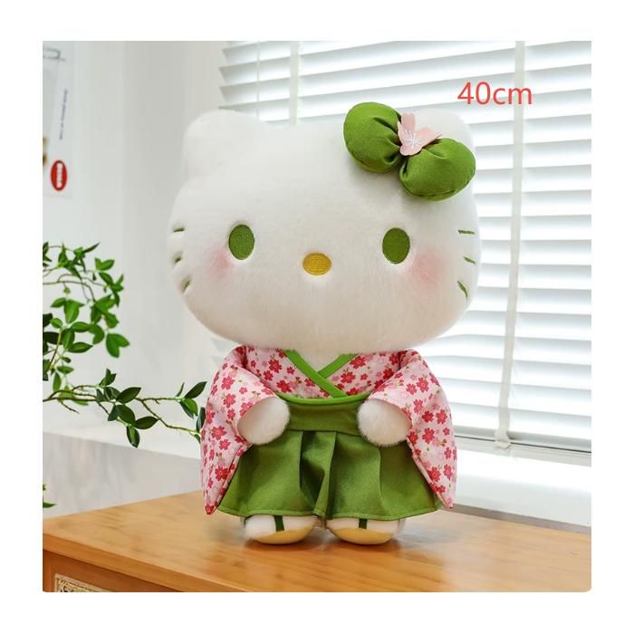 Poup&eacute;es Peluche 40cm Hello Kitty en kimono japonais fleuri