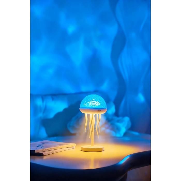 Lampe dambiance méduse avec tentacules dansantes- 7 couleurs dégradées- lampe de chevet méduse minutée avec télécommande
