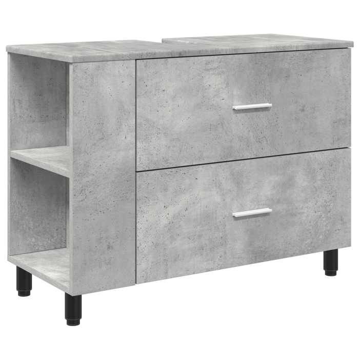 Meuble vasque - Unité de vanité de salle de bain - vidaXL - bois dingénierie - gris béton - 80 x 35 x 60 cm - 2 tiroirs - 1 étagère
