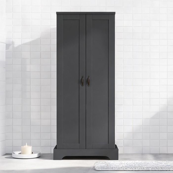 Meuble haut de salle de bain en MDF laqué noir mat 170 cm - 4 niches ajustables - Portes soft-close - Design contemporain
