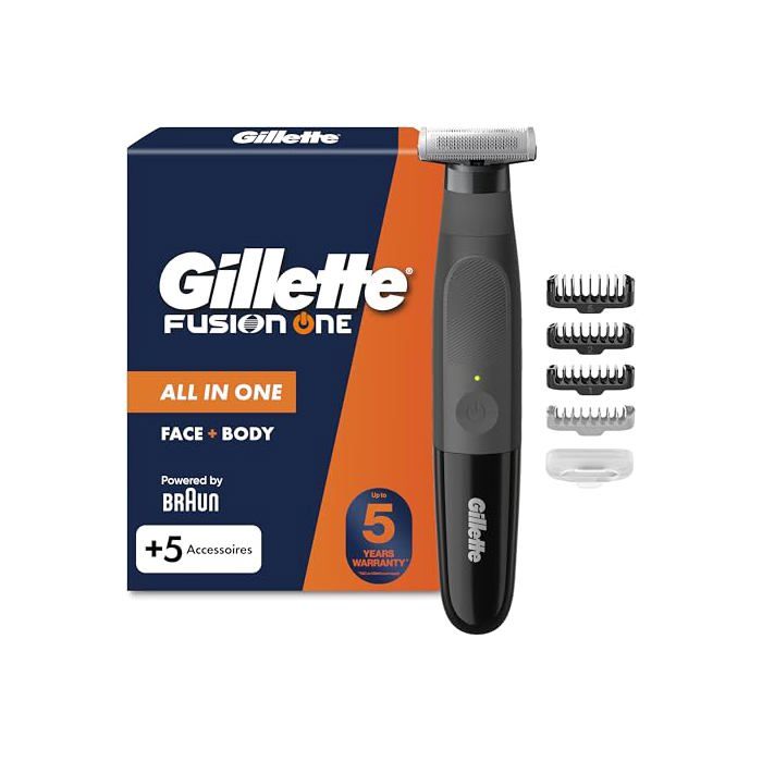 Tondeuse et Rasoir Electrique Homme Fusion One Tout en Un 3 et 1 Hybride pour le Rasage Corporel et du Visage Etanche sans