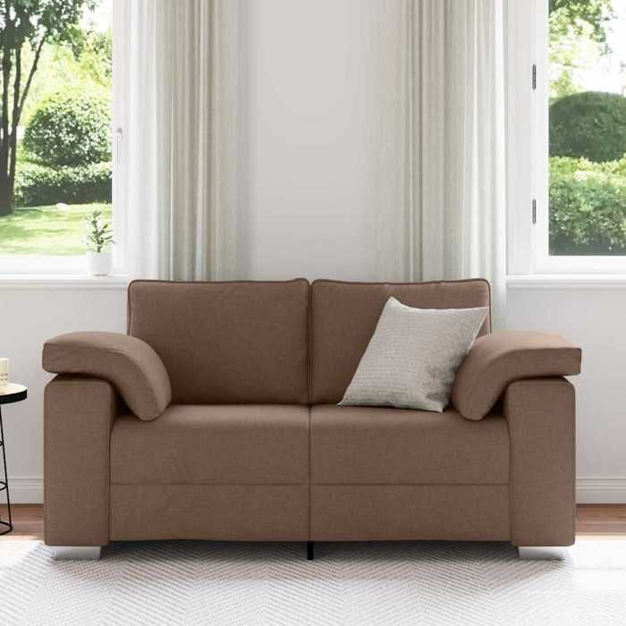 Canapé deux places en tissu marron - VIDAXL - 160 x 77 x 82 cm - Largeur dassise 120 cm - Profondeur de siège 50 cm
