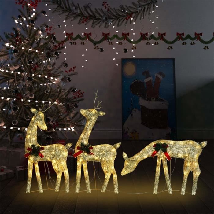 Renne de Noël Lumineux de décoration en tissu et acier avec 90 LED
