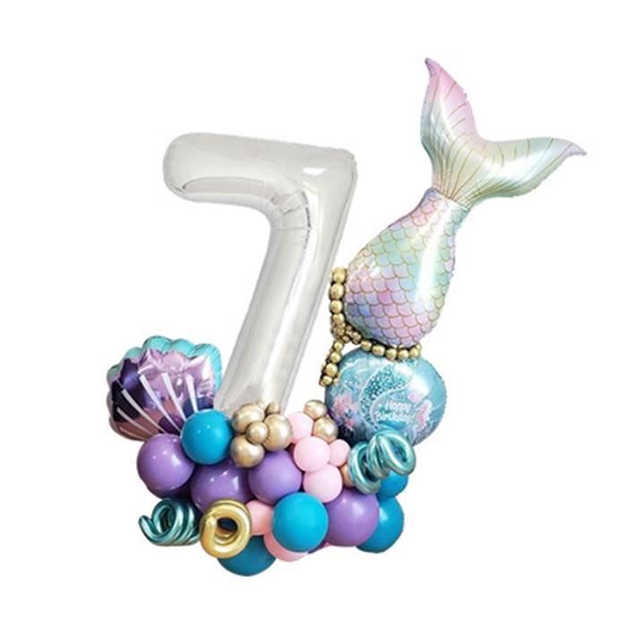 7 Ans Fille Anniversaire Decoration Decorations De Fete Anniversaire Sirene Queue Ballon 32 Pouces Chiffre Ballon Cdiscount Maison