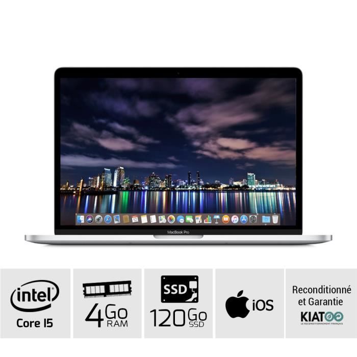 Top achat PC Portable MACBOOK PRO 13 pouces Gris  core i5 2.5 GHZ 4 go ram 120 go SSD disque dur clavier QWERTY pas cher