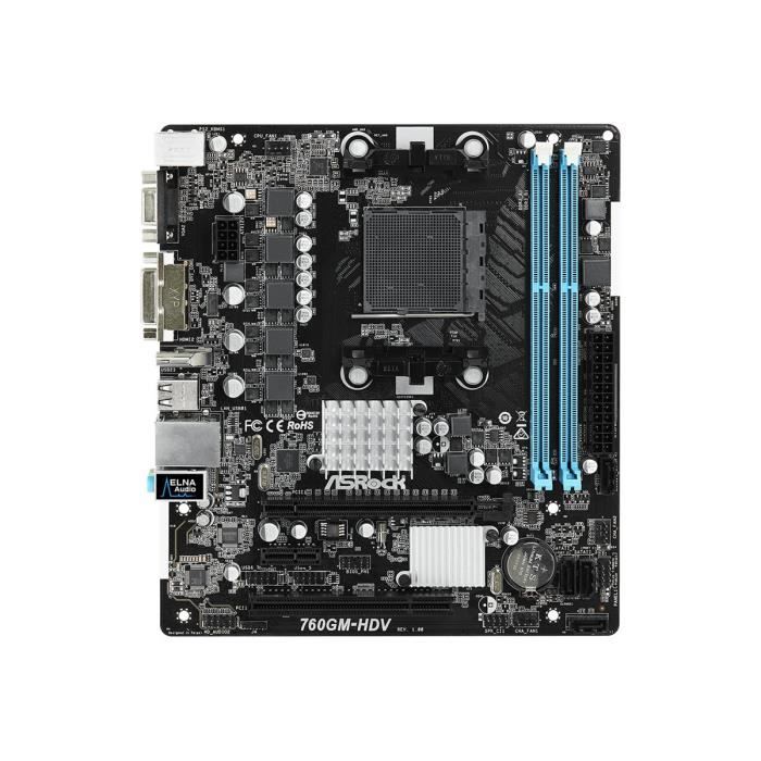 ASRock 760GMHDV Cartemère micro ATX Socket AM3+ AMD 760G Gigabit LAN carte graphique embarquée