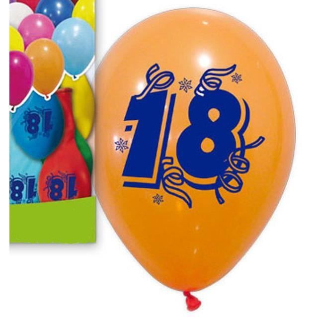10 Ballons Anniversaire 18 Ans 30 Cm Assortis Multicolore Achat