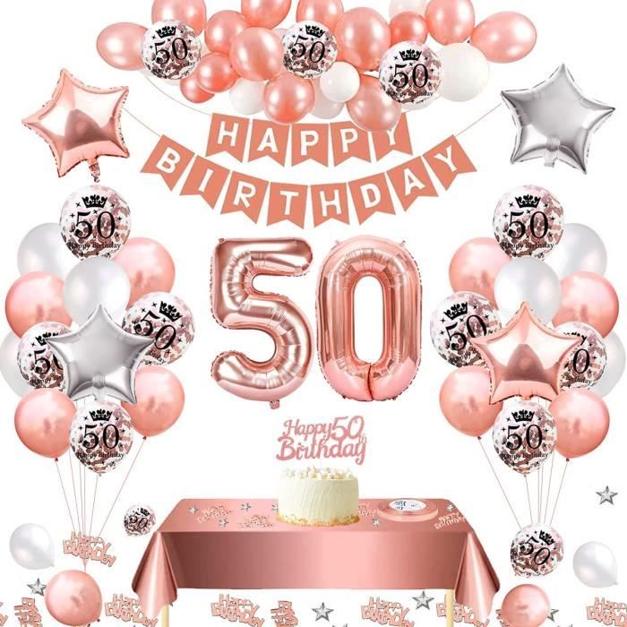 Deco Anniversaire 50 Ans Femme Homme, 50 Ans Decoration Anniversaire Or  Rose Noir,50 Ans Ballon Anniversaire,Bannières De Joyeux Du,Ballon Whisky  Pour Décoration Anniversaire 50 Ans