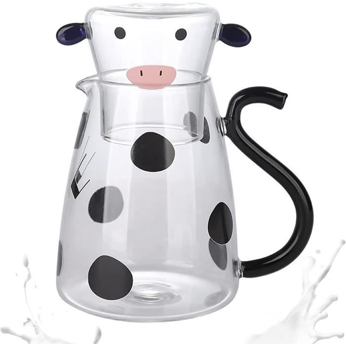 Pichet à Eau Et Tasse En Forme De Vache En Verre Borosilicate - 550 Ml - Carafe à Lait Chevet Déco Mignonne - 6