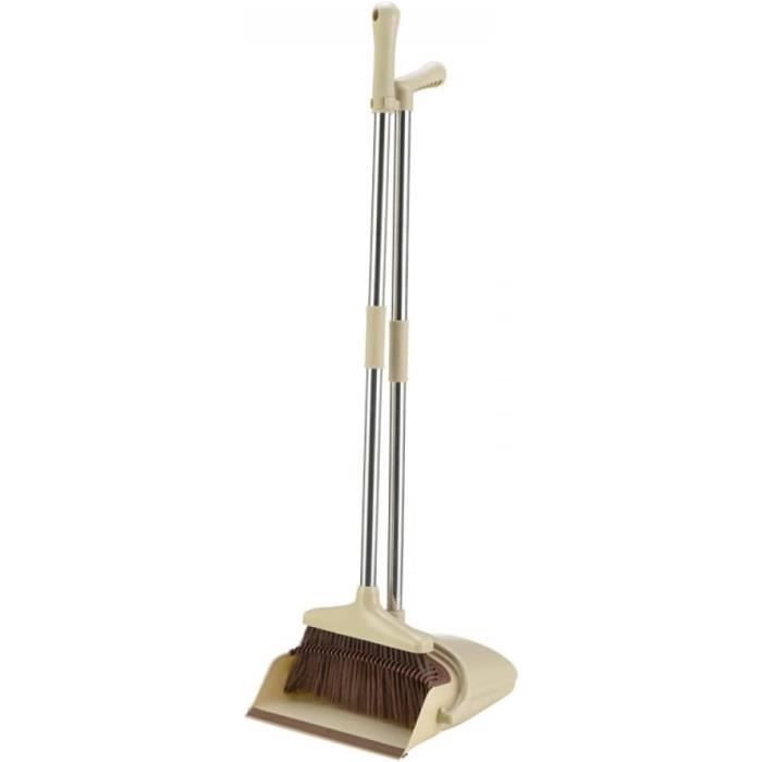 Ensemble Balai Et Pelle à Poussière Avec Peigne - Balayette Verticale Orange Pour Nettoyage Sols Efficace
