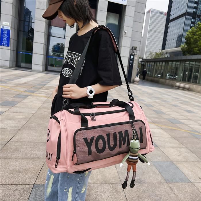 Sac polochon de Voyage, Sac de Sport fourre-Tout, Sac de Nuit à bandoulière  pour Femme avec Pochette pour Chariot à Poche - Rose - Cdiscount Sport