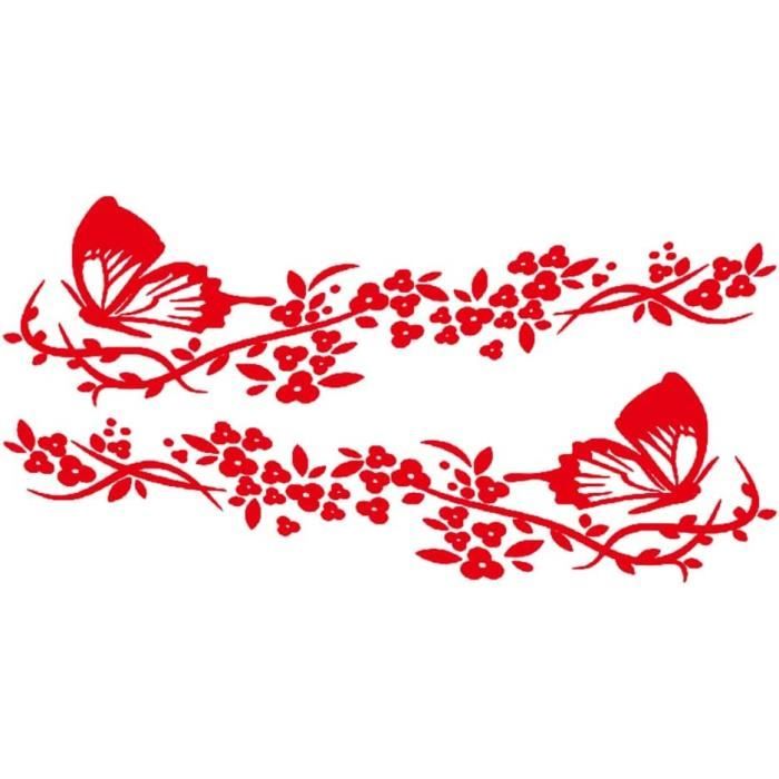 CLKE 2 Pcs Autocollant Voiture, Stickers pour Voiture Avec Motif Papillons  et Fleurs,Stickers Personnalisé pour Capot Couverture de Voiture,Moto,Planches  à Roulettes,Valises,Murs(Noir et Rose) : : Auto et Moto