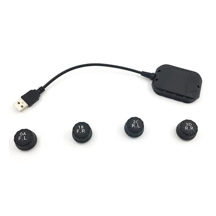 Système TPMS Externe USB Pour Android – Qiilu Moniteur Pression Pneus Avec 4 Capteurs, Alarme Temps Réel