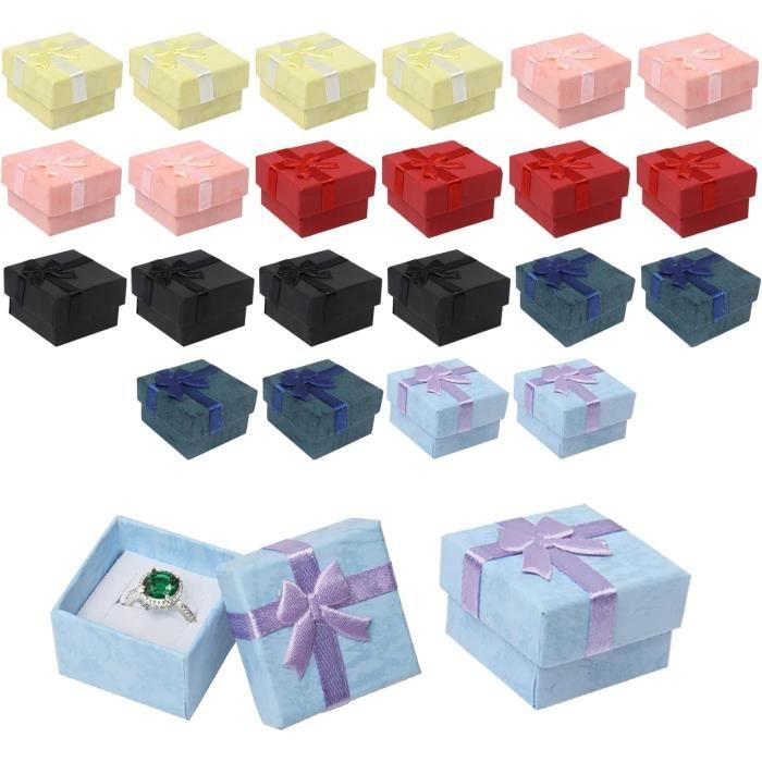 Lot De 4 Boîtes à Bijoux En Velours Rose - Dimensions 8x8x1,7 Cm, Intérieur Velours Noir, Couvercles - Pour Bracelet, Rangement Ou Cadeau