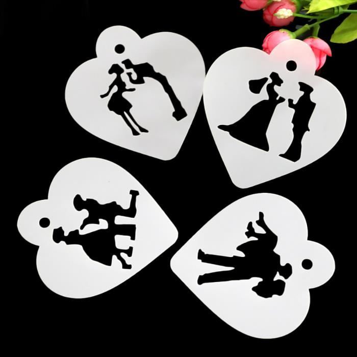 4 Pcs Set Diy Gateau De Mariage Pochoir Gateau Spray Moule