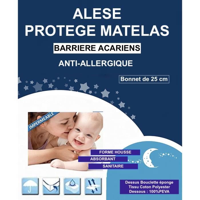 Alése (90X190) protège-matelas Imperméable Anti-Acariens Anti-Allergique  Idéal incontinence - Cdiscount Maison