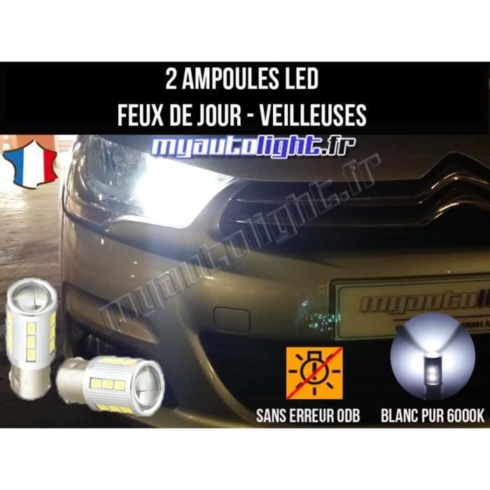 Pack feux de jour veilleuses led blanc xenon pour Citroën C4 II