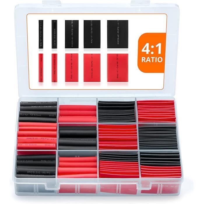 Gaine Thermorétractable 4:1 Noir - 2 Rouleaux De 2 M, Diamètres 12/16 Mm, Avec Adhésif - Pour Isolation étanche De Câbles électriques - 10