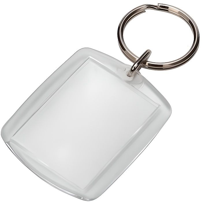 Porte-clés avec porte photo personnalisable * Dimensions emplacement double  photo : 3,5 x 4,5 cm Fonctions : porte-clé, mini