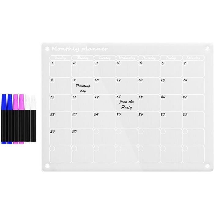 Calendrier Magnétique En Acrylique Personnalisé Pour Réfrigérateur Tableau Blanc