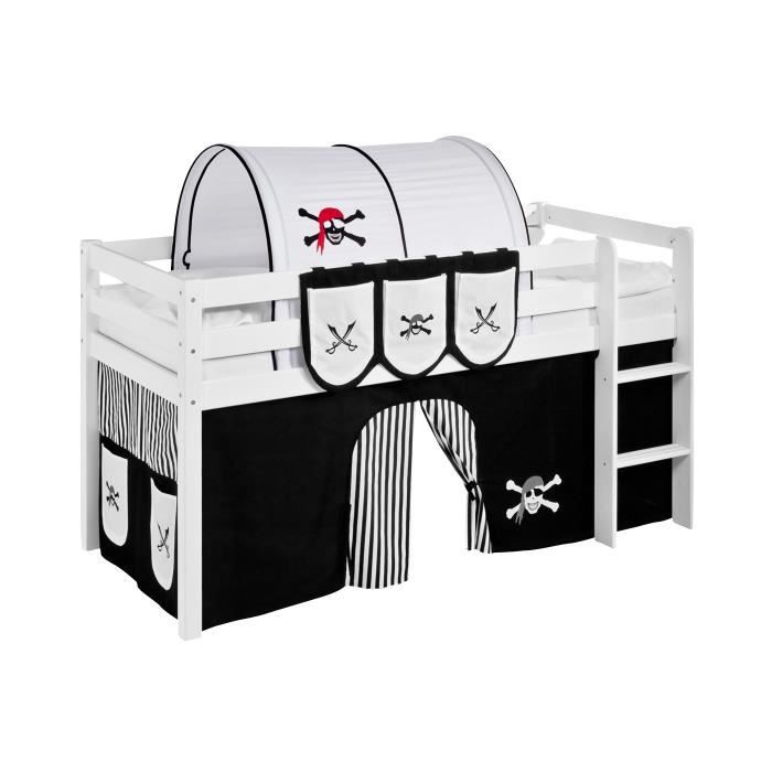 tunnel pirate noir blanc-s - pour lits surélevé ludique et lits superposés