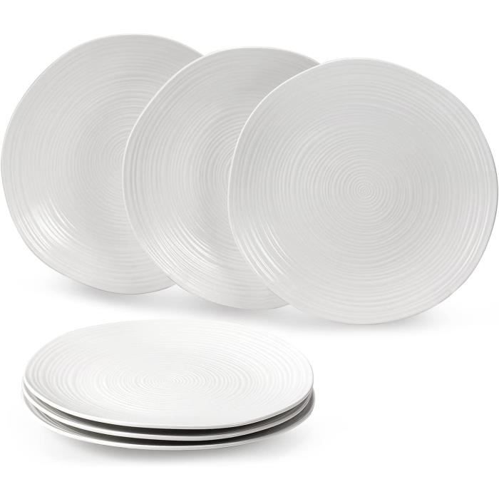 Assiette plate en porcelaine blanche