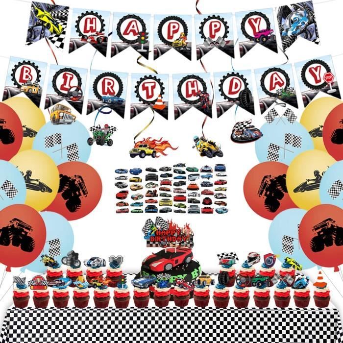 Decoration Anniversaire Voiture De Course Theme Auto Comprend Banniere Nappe Ballons Decorations De Gateau Tourbillons Sus 19 Cdiscount Maison