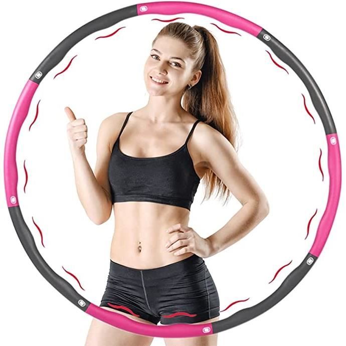cerceau hula hoop- 8 pièces emboîtables - Anneau de fitness stable pour adultes et adolescents(gris rose) - 1.0KG