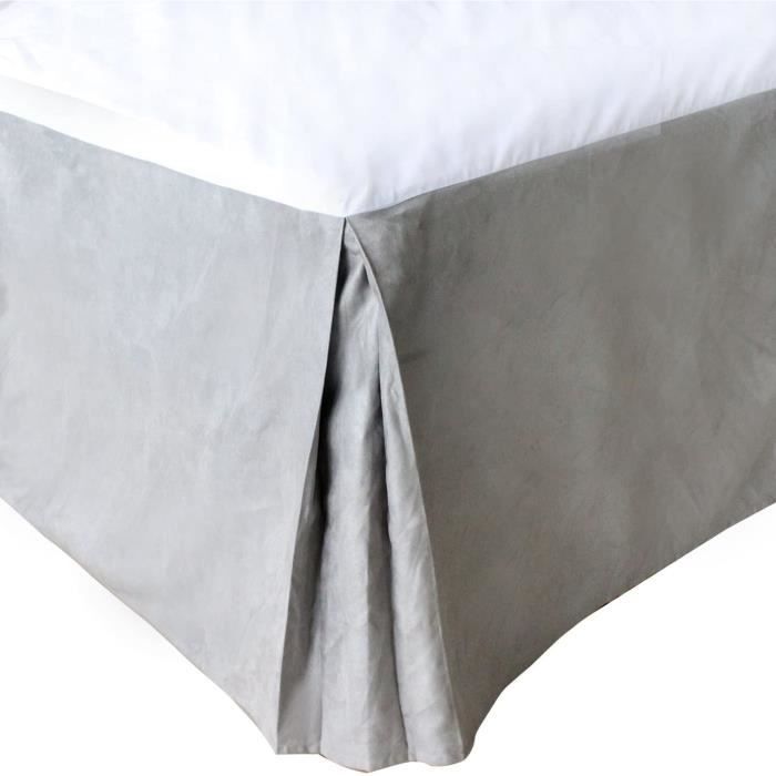 CACHE SOMMIER SORRENTO Jupe de lit en daim pour lit king size ou king size avec ligne hoteliere de 38 1 cm gris 45 Cdiscount Maison