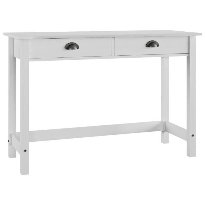 Table console - BEL - Hill Range - 2 tiroirs - Pin massif - Blanc - 110x45x74 cm