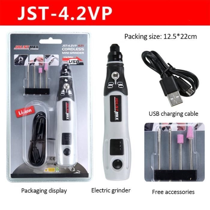 Mini Perceuse électrique Rechargeable 3 Vitesses - Kit 30 Forets - Pour Bricolage, Modélisme, Bijoux, Bois, Résine - 18000 Tr/min - Portable Et Silencieuse