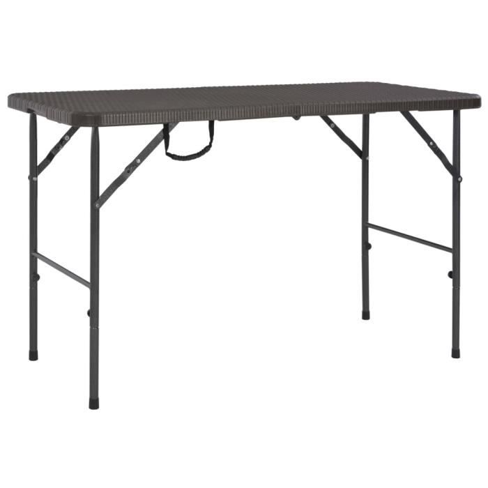 beau-table de jardin table de balcon table à manger 4-6 personnes pliante marron 120x60x74cm pehd aspect de rotin1583
