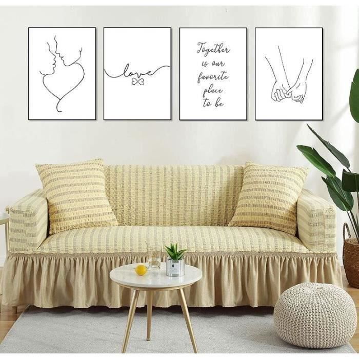 Affiche Abstraite Noir Et Blanc - Deux Mains - Toile Peinture Amour - Art Mural