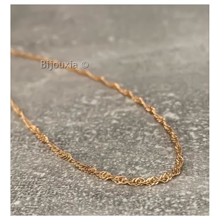 Chaîne De Cou Maille Singapour Plaquée Or 750/1000 – 55 Cm – Neuf étiqueté BIJOUTERIE PAPILLON BLEU