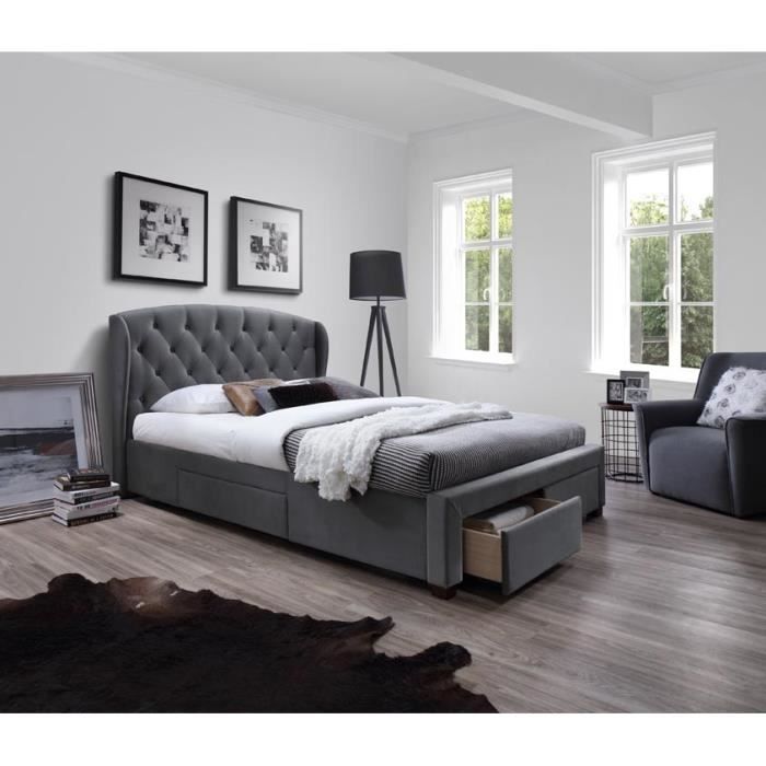 Lit 2 Personne En Bois Avec Tiroir Achat Vente Pas Cher