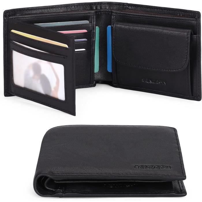 Portefeuille Homme En Cuir Véritable - Format Vertical, Protection RFID, Coffret Cadeau