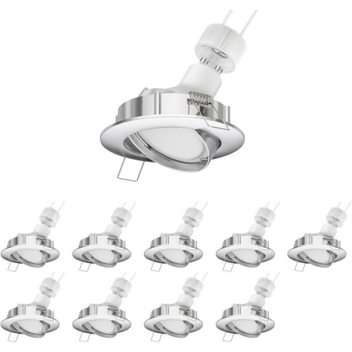 10 Pièces Led Plafonnier Encastré Circ Chromé Mat Orientable Gu6,74W ...