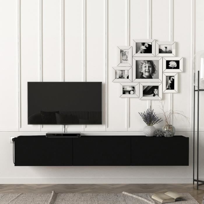 Meuble TV Vihti 180 x 31 x 30 cm noir