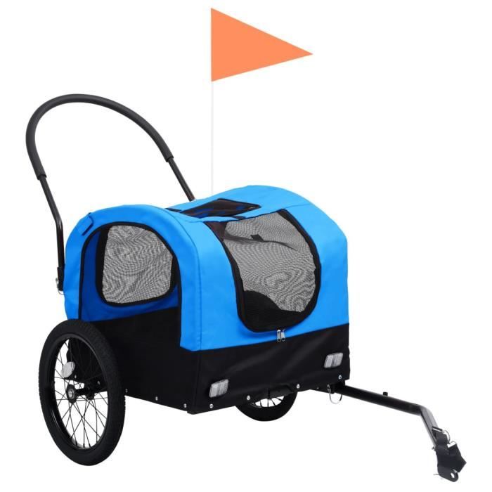 Meilleurs prix pour Remorque de vélo pour chiens et poussette 2-en-1 ESTINK - Bleu et noir - Dimensions 63,5 x 143 x 103 cm