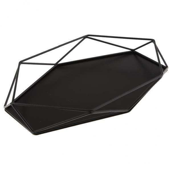 Plateau à Bijoux Et Clés Noir Résine - Organisateur Entrée, Décoration Table (18x10x2.5cm)
