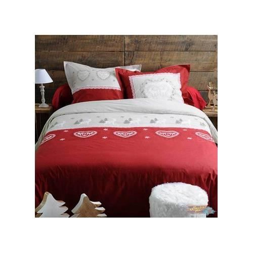 Parure De Lit Bicolore Coeurs Et Rennes Rouge 260 X 240 Cm 2 T Achat Vente Housse De Couette Et Taies Cdiscount