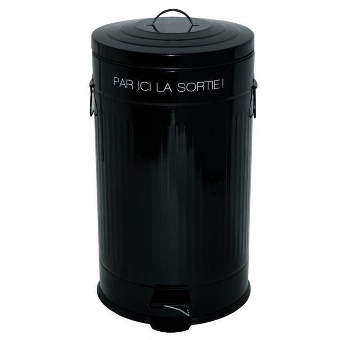 Poubelle Retro 50 L Par Ici La Sortie Noir Achat Vente