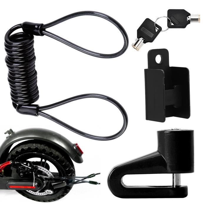Cadenas Antivol pour Trottinette Moto Vélo Verrou Frein Disque avec Câble de Rappel pour Trottinette Electrique Xiaomi M365-Pro