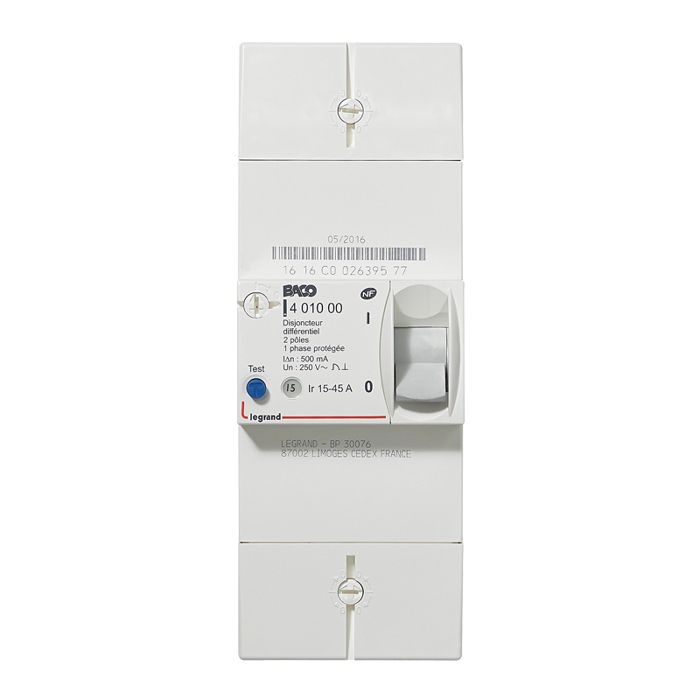 Disjoncteur - Legrand - 401000 - Bipolaire 15/45A - 500MA - Intérieur